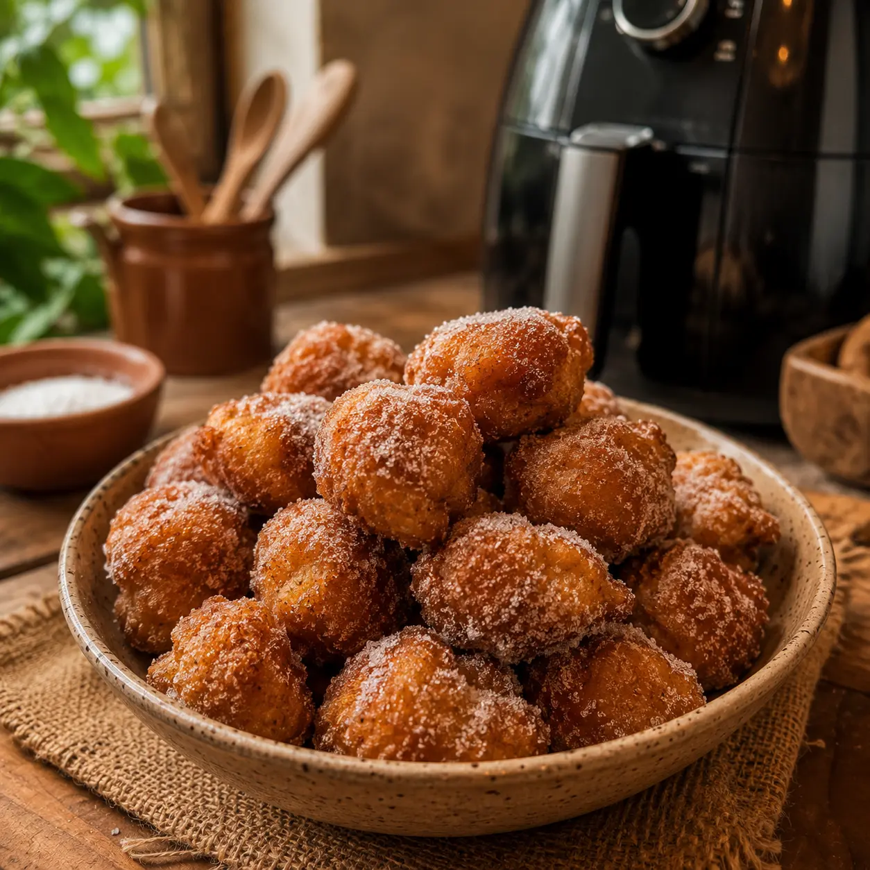 Buñuelos de azúcar y canela hechos en Air Fryer